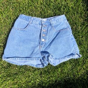 Denim shorts, light wash, 5 button fly